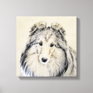 Shetland Sheepdog Painting - Cute Original Dog Art Canvas Print