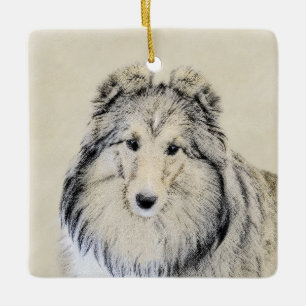 Shetland Sheepdog Painting - Cute Original Dog Art Ceramic Ornament