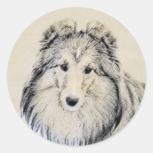 Shetland Sheepdog Painting _ Cute Original Dog Art Classic Round Sticker