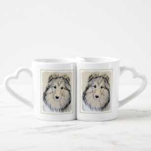 Shetland Sheepdog Painting - Cute Original Dog Art Coffee Mug Set