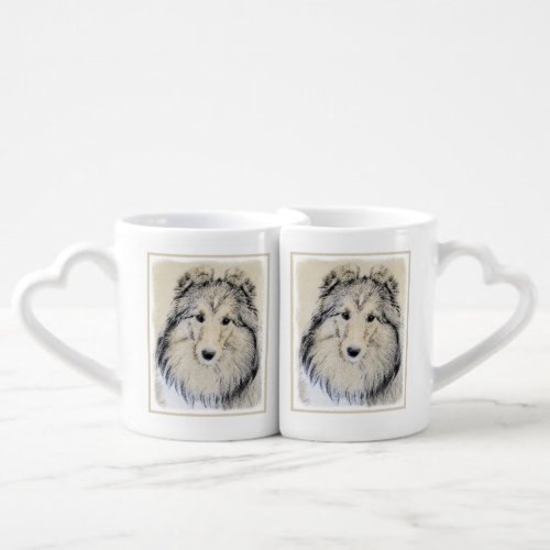Shetland Sheepdog Painting _ Cute Original Dog Art Coffee Mug Set