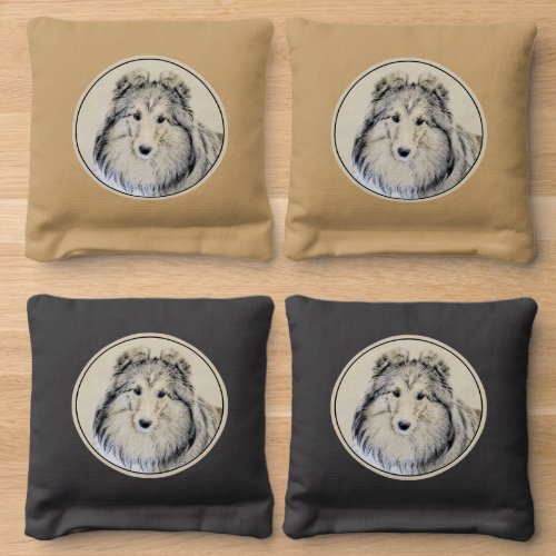 Shetland Sheepdog Painting _ Cute Original Dog Art Cornhole Bags