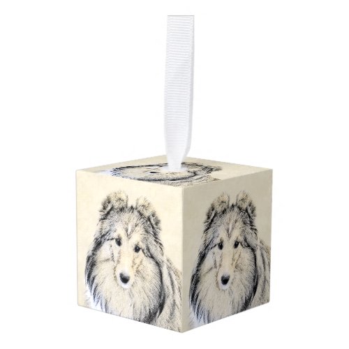 Shetland Sheepdog Painting _ Cute Original Dog Art Cube Ornament