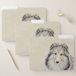 Shetland Sheepdog Painting - Cute Original Dog Art File Folder