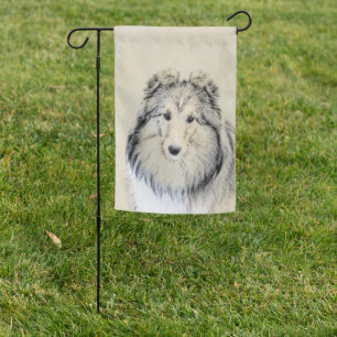 Shetland Sheepdog Painting - Cute Original Dog Art Garden Flag