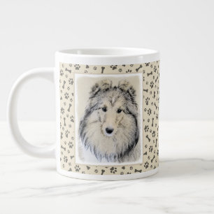 Shetland Sheepdog Painting - Cute Original Dog Art Giant Coffee Mug