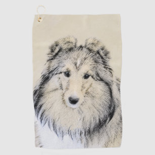 Shetland Sheepdog Painting - Cute Original Dog Art Golf Towel