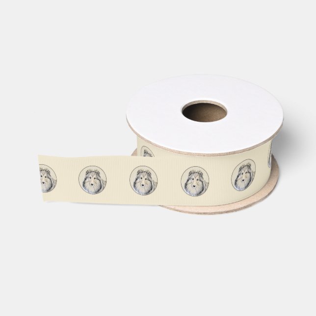 Shetland Sheepdog Painting - Cute Original Dog Art Grosgrain Ribbon (Spool)