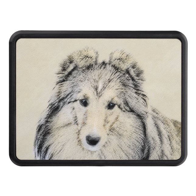 Shetland Sheepdog Painting - Cute Original Dog Art Hitch Cover (Front)