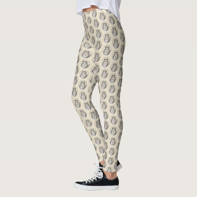 Shetland Sheepdog Painting - Cute Original Dog Art Leggings (Left)
