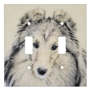 Shetland Sheepdog Painting - Cute Original Dog Art Light Switch Cover