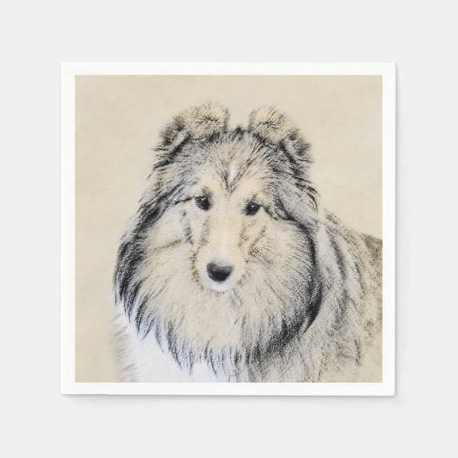 Shetland Sheepdog Painting - Cute Original Dog Art Napkins (Front)