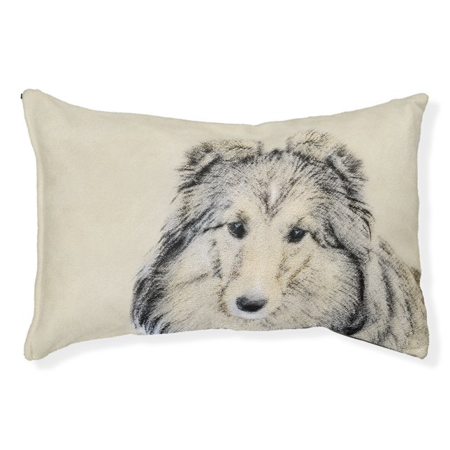 Shetland Sheepdog Painting - Cute Original Dog Art Pet Bed (Front)
