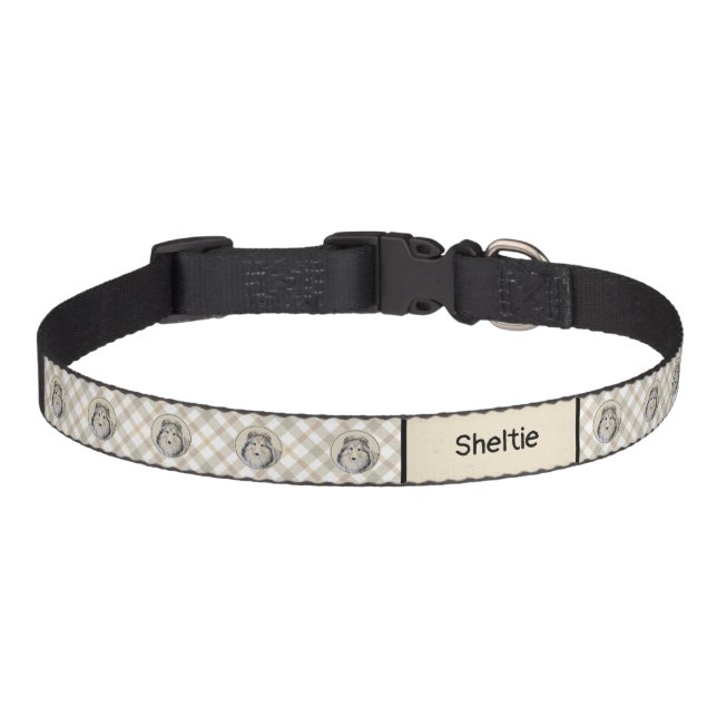 Shetland Sheepdog Painting - Cute Original Dog Art Pet Collar (Front)