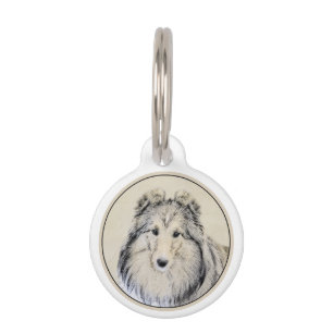 Shetland Sheepdog Painting - Cute Original Dog Art Pet ID Tag
