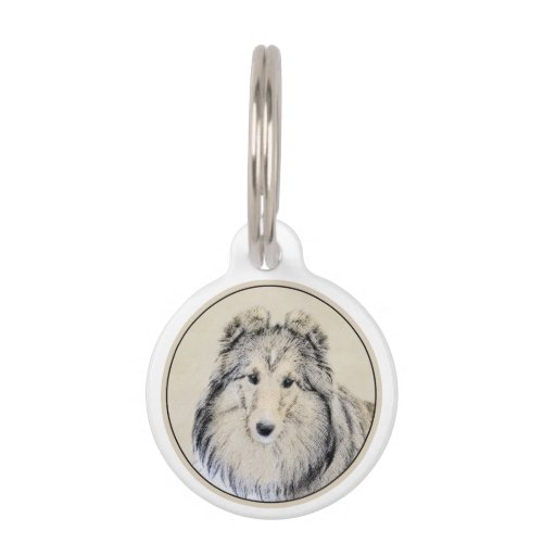 Shetland Sheepdog Painting _ Cute Original Dog Art Pet ID Tag