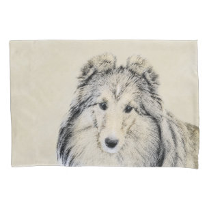 Shetland Sheepdog Painting - Cute Original Dog Art Pillow Case