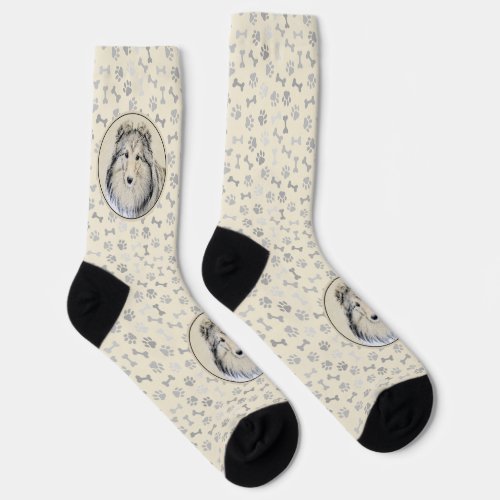 Shetland Sheepdog Painting _ Cute Original Dog Art Socks