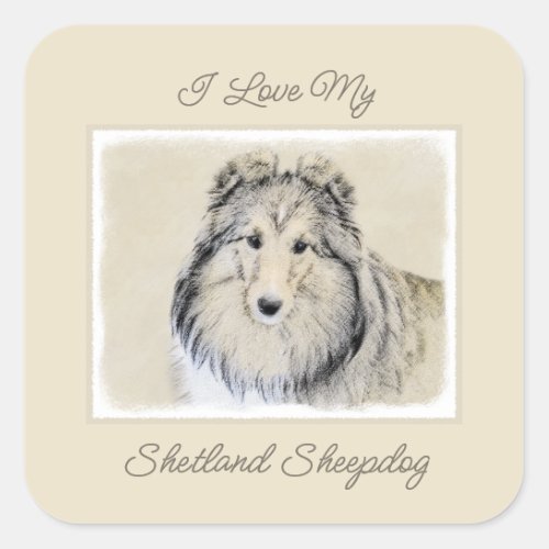 Shetland Sheepdog Painting _ Cute Original Dog Art Square Sticker