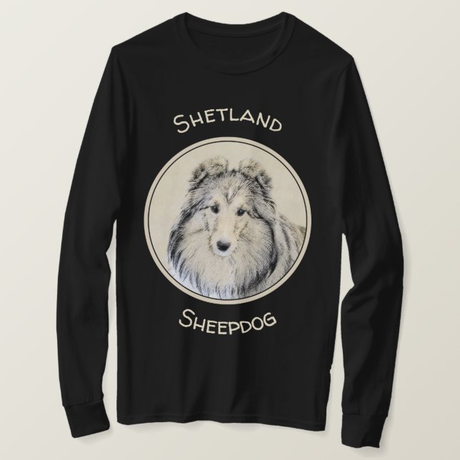 Shetland Sheepdog Painting - Cute Original Dog Art T-Shirt (Design Front)
