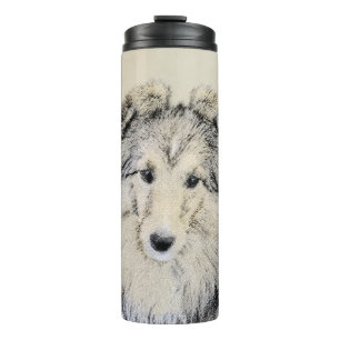 Shetland Sheepdog Painting - Cute Original Dog Art Thermal Tumbler
