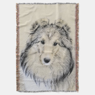 Shetland Sheepdog Painting - Cute Original Dog Art Throw Blanket