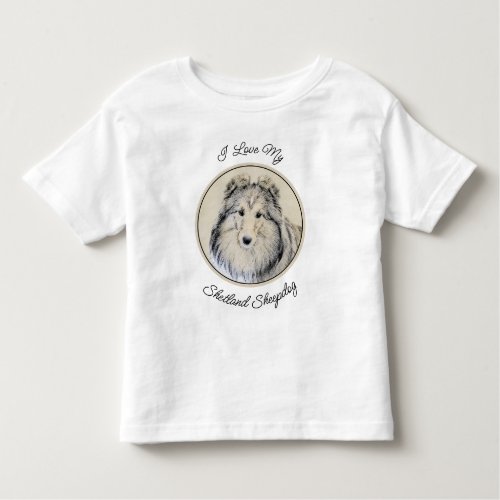 Shetland Sheepdog Painting _ Cute Original Dog Art Toddler T_shirt