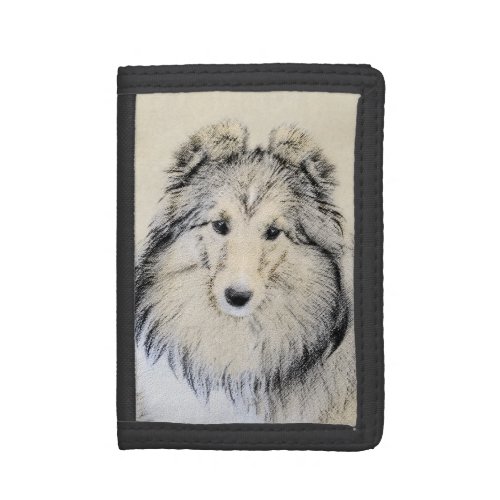 Shetland Sheepdog Painting _ Cute Original Dog Art Tri_fold Wallet