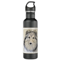 Shetland Sheepdog Painting - Cute Original Dog Art Water Bottle
