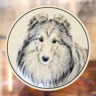 Shetland Sheepdog Painting - Cute Original Dog Art Window Cling