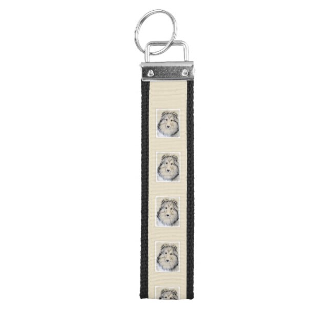 Shetland Sheepdog Painting - Cute Original Dog Art Wrist Keychain (Keys on Top)