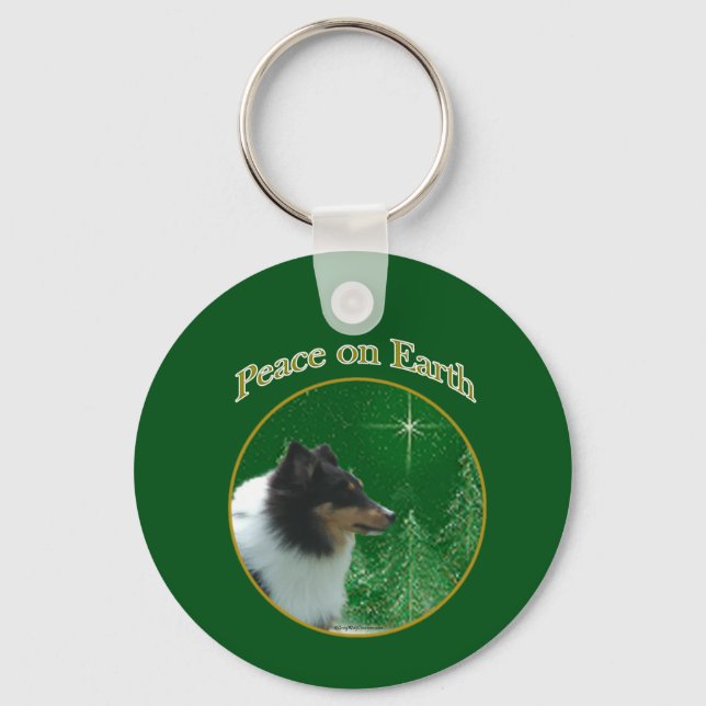 Shetland Sheepdog Peace Keychain (Front)