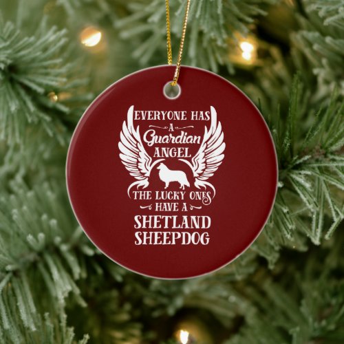 Shetland Sheepdog pet dog guardian angel Ceramic Ornament