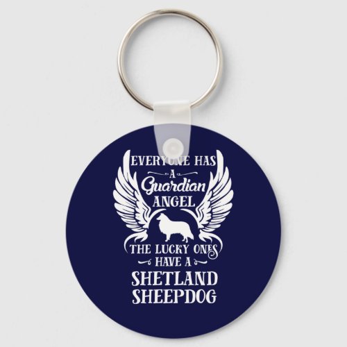 Shetland Sheepdog pet dog guardian angel Keychain