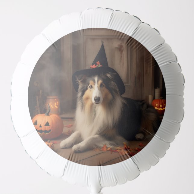 Shetland Sheepdog Pumpkins Halloween Scary  Balloon (Front)