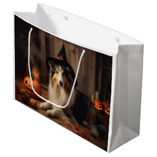 Shetland Sheepdog Pumpkins Halloween Scary Large Gift Bag