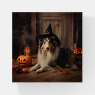 Shetland Sheepdog Pumpkins Halloween Scary  Paperweight
