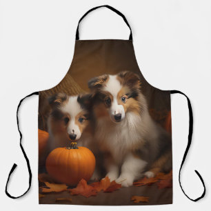 Shetland Sheepdog Puppy Autumn Delight Pumpkin  Apron