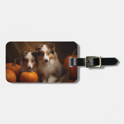 Shetland Sheepdog Puppy Autumn Delight Pumpkin  Luggage Tag