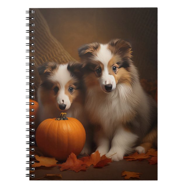 Shetland Sheepdog Puppy Autumn Delight Pumpkin  Notebook (Front)