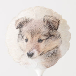 Shetland Sheepdog Puppy Painting Original Dog Art Balloon