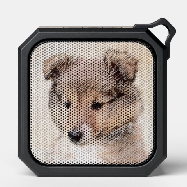 Shetland Sheepdog Puppy Painting Original Dog Art Bluetooth Speaker (Front)