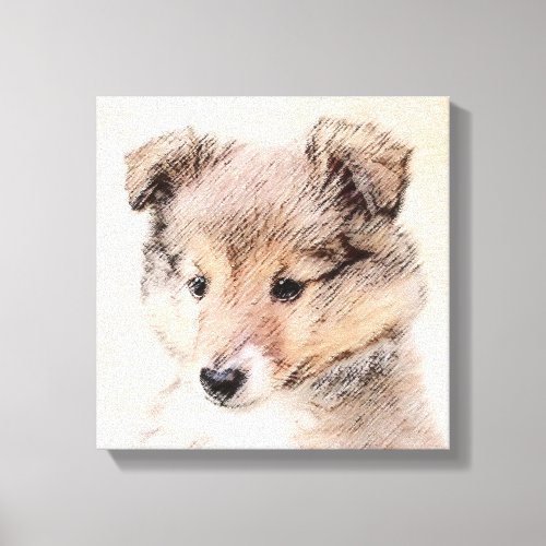 Shetland Sheepdog Puppy Painting Original Dog Art Canvas Print