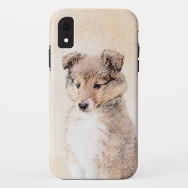 Shetland Sheepdog Puppy Painting Original Dog Art Case-Mate iPhone Case (Back)