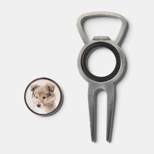 Shetland Sheepdog Puppy Painting Original Dog Art Divot Tool