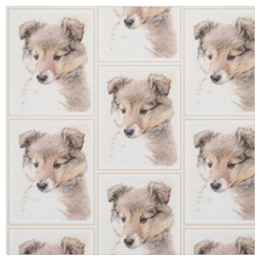 Shetland Sheepdog Puppy Painting Original Dog Art Fabric