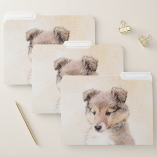 Shetland Sheepdog Puppy Painting Original Dog Art File Folder