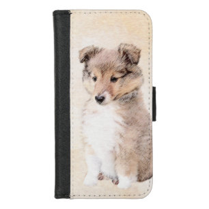 Shetland Sheepdog Puppy Painting Original Dog Art iPhone 8/7 Wallet Case