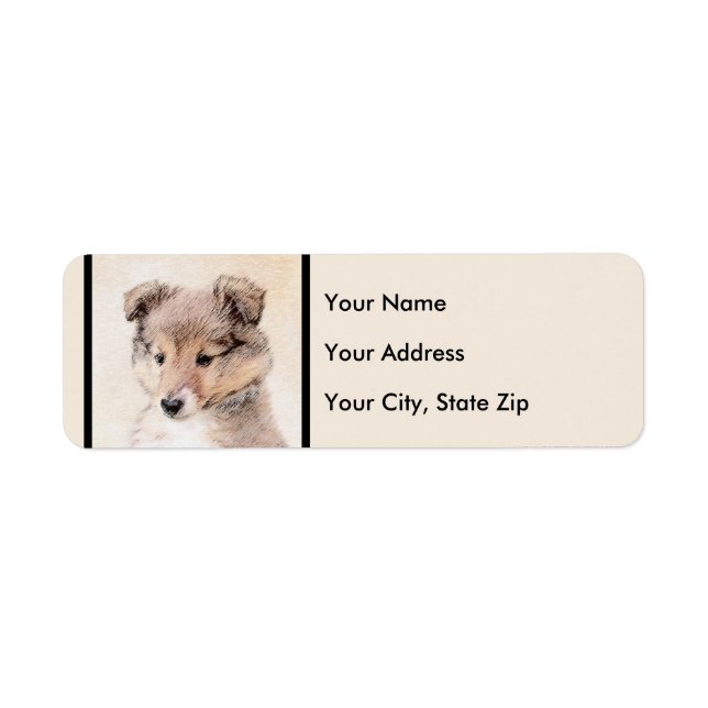 Shetland Sheepdog Puppy Painting Original Dog Art Label (Front)
