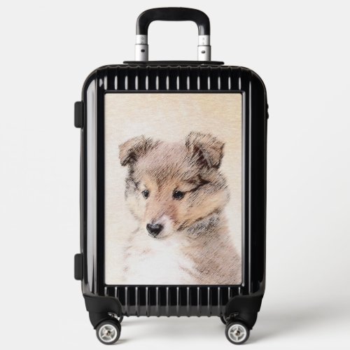 Shetland Sheepdog Puppy Painting Original Dog Art Luggage